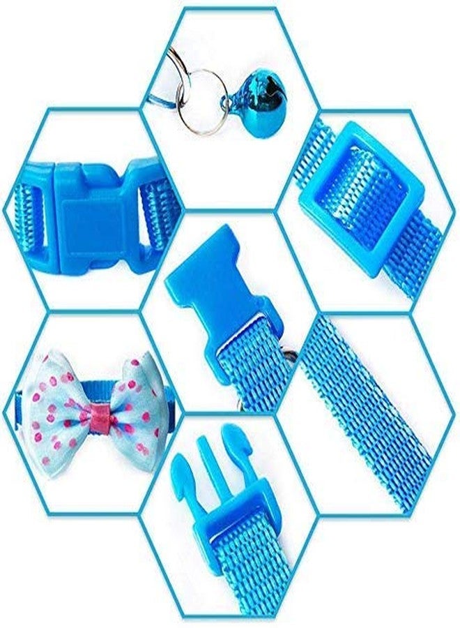 Pups&Pets طوق نايلون قابل للتعديل مع جرس، مزين بفيونكة لطيفة، مناسب للكلاب والقطط الصغيرة من Pups&Pets، مقاس 10 مم، متعدد الألوان، عبوة من قطعتين - Image 3